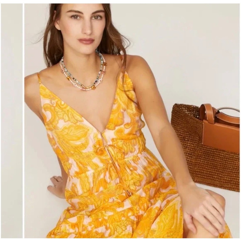 Minkpink Yellow Paisley Tiered Maxi Dress V-Neck Boho Summer Small NWOT - Picture 4 of 7